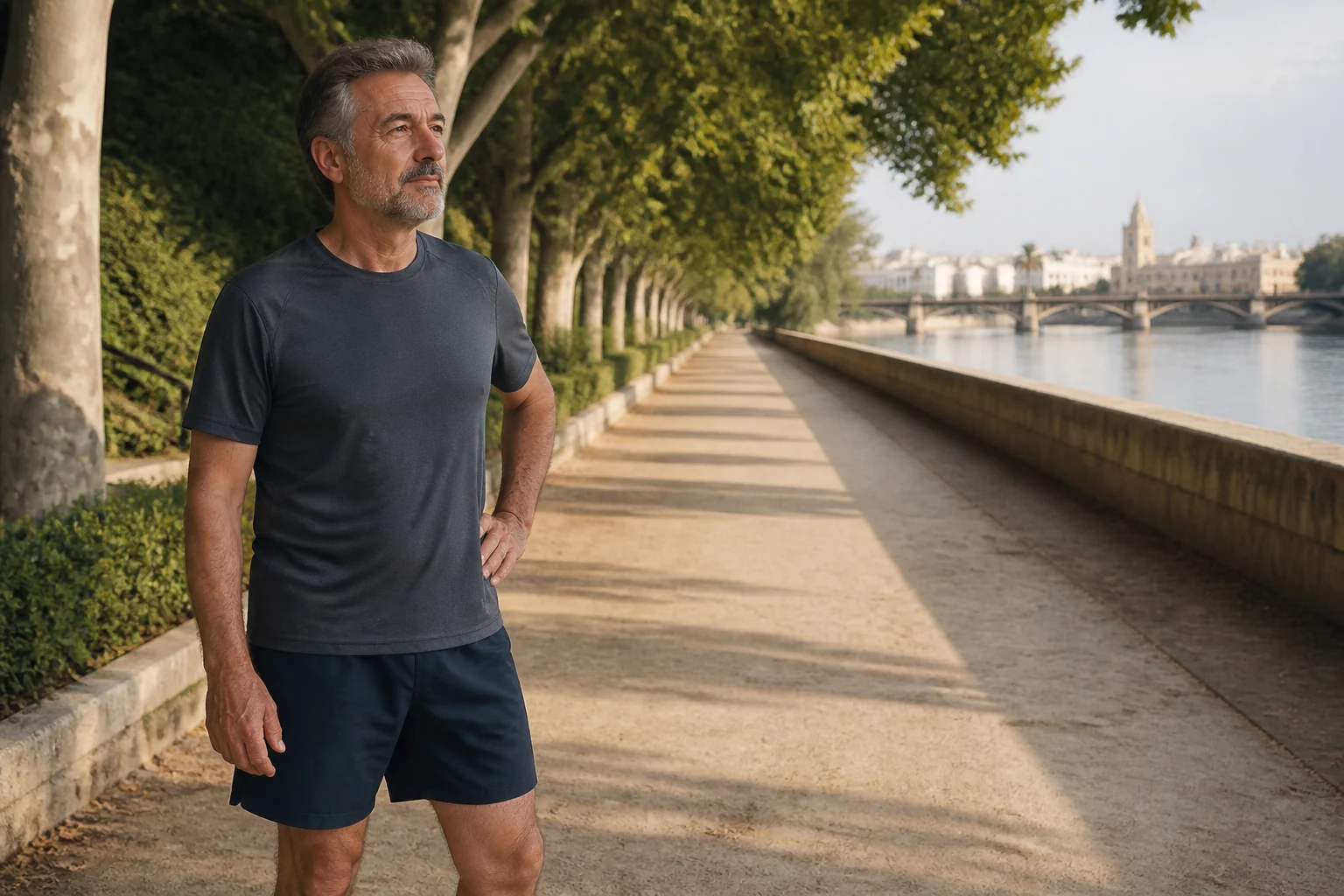 Hombre adulto haciendo una pausa tranquila al finalizar una caminata